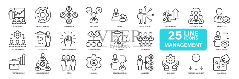 管理业务细线图标(可编辑描边,适用于网站营销设计、logo、APP、模板、UI等。矢量图。)图标素材