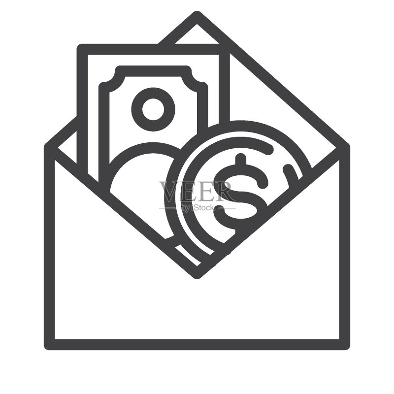现金转账线性图标图标素材