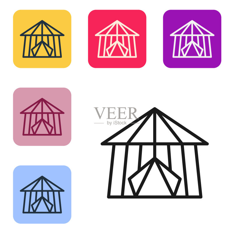白色背景上的马戏团帐篷图标图标素材