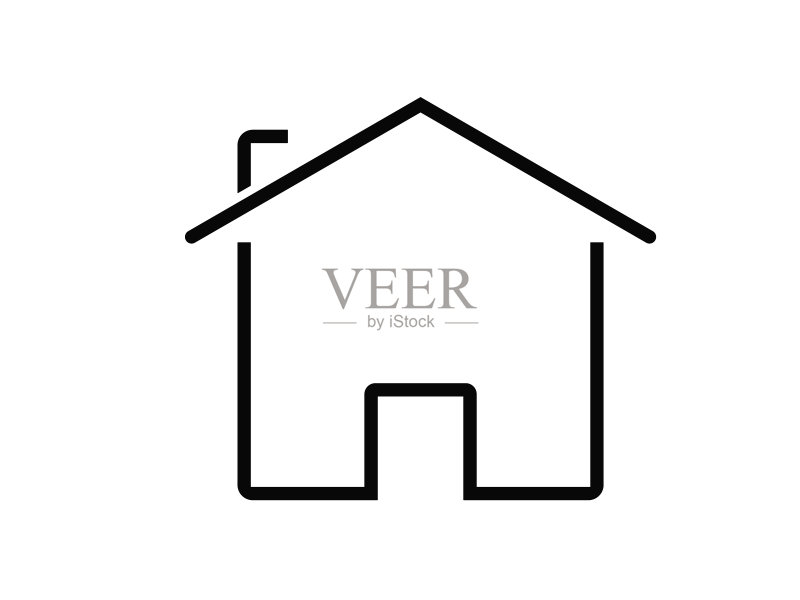 现代家居线条图标。房屋符号矢量图标,隔离在白色背景上。高质量笔画符号。图标素材