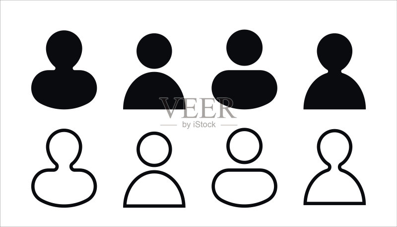 人物符号图标集,男性和女性头像象形图图标素材