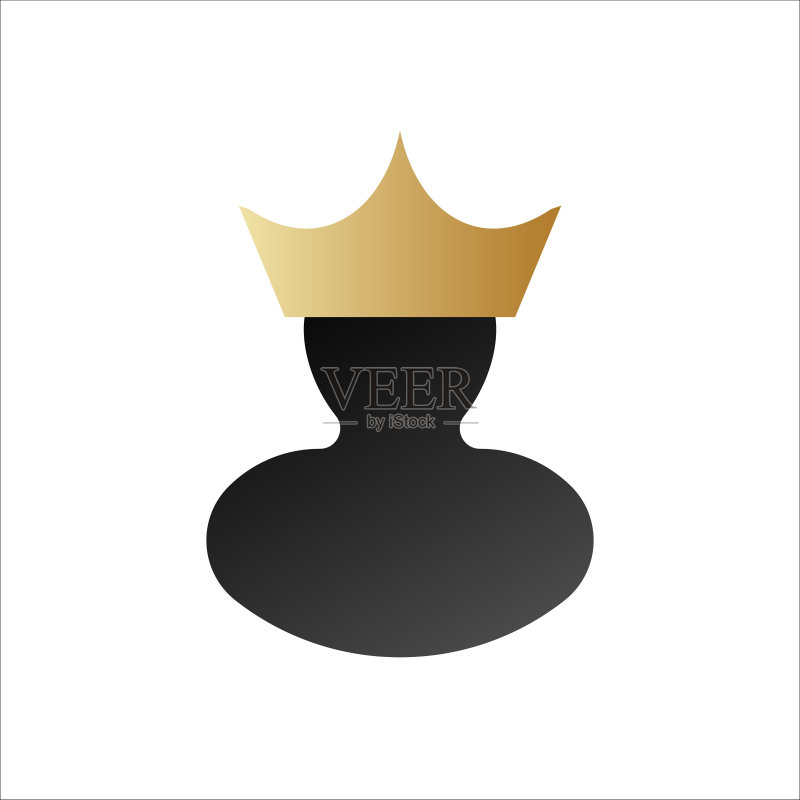 戴着金色皇冠的抽象男人图标图标素材