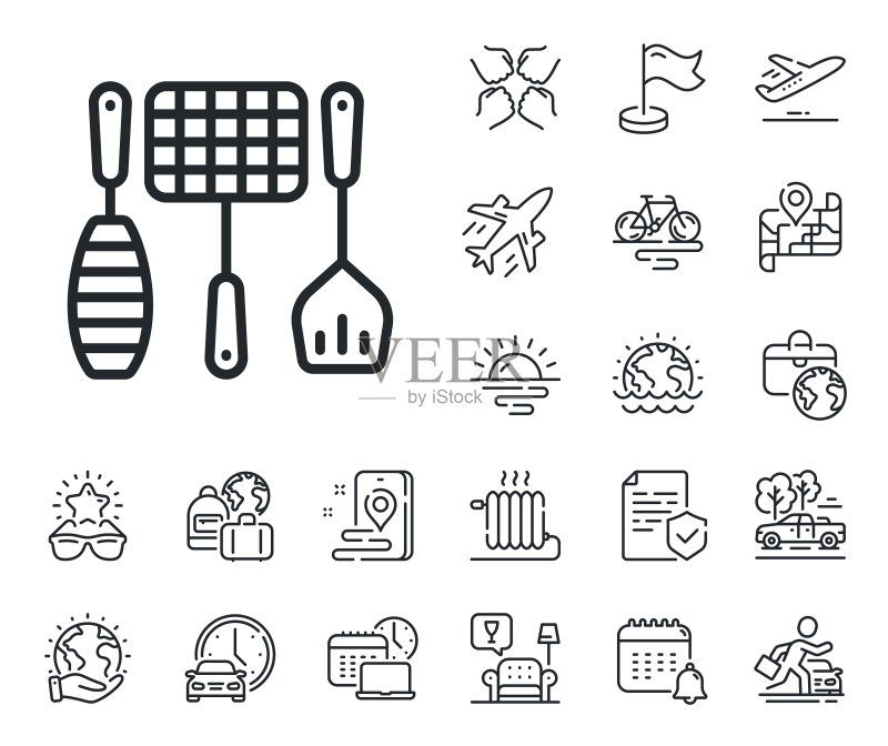 烧烤工具线性图标烧烤用具标志图标素材