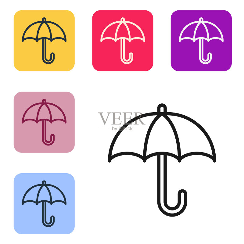 白色背景上的经典优雅的雨伞图标图标素材