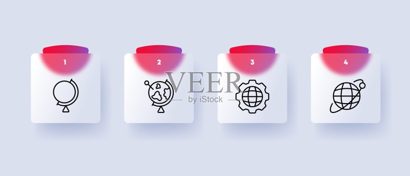地球图标集:商业广告矢量线条图标图标素材