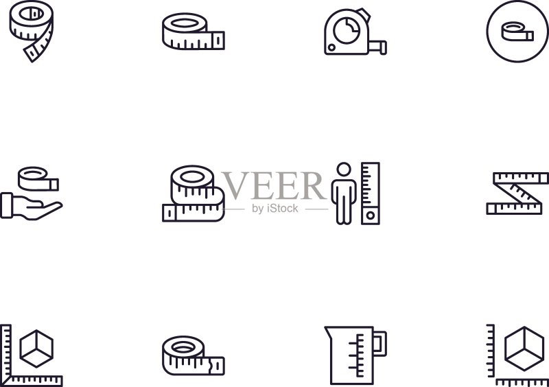 现代测量轮廓图标合集图标素材