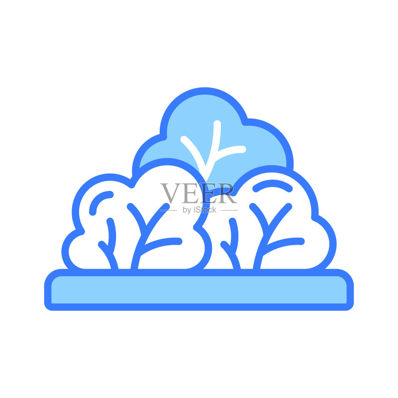 白色背景上的绿色灌木丛矢量设计(高质量绿植图标)图标素材