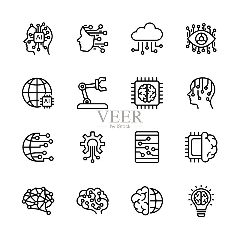 AI人工智能线性图标集矢量素材图标素材