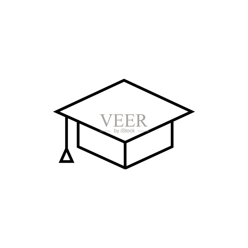 毕业帽线条图标,学术帽Logo矢量图标素材