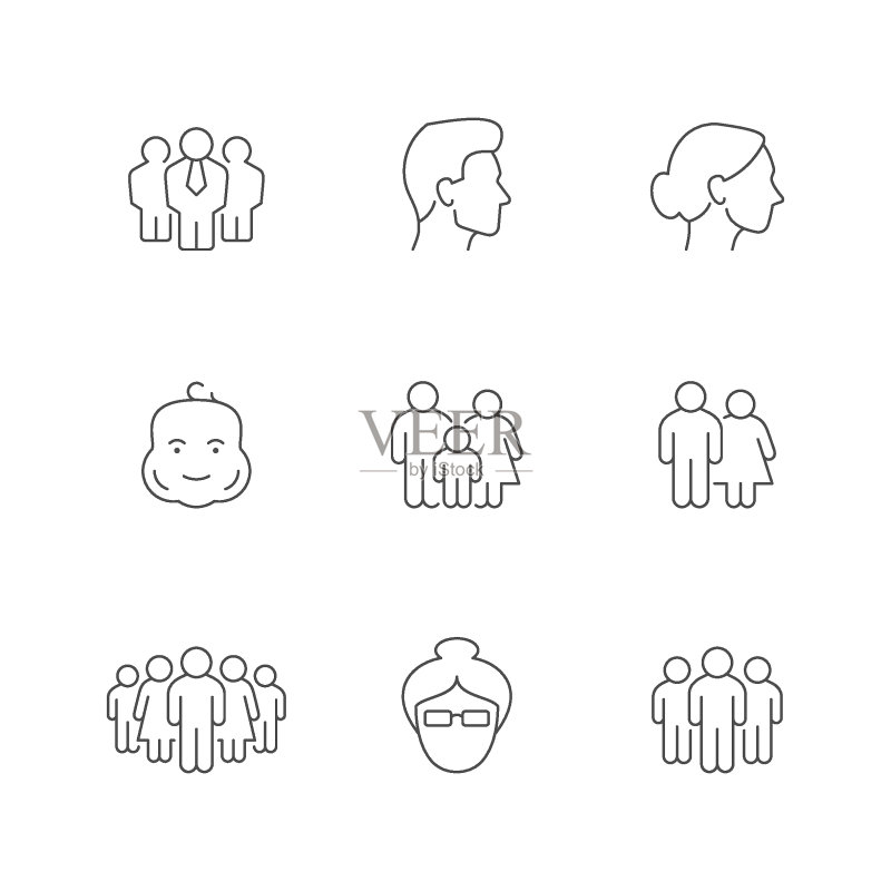 人物线性图标集图标素材