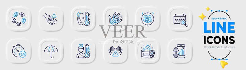 请勿触摸,隔离和温度计Web应用程序线条图标,象形图图标,矢量图标素材