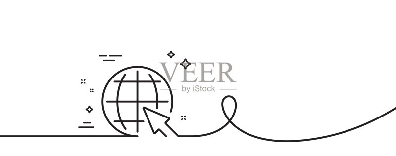 带有鼠标光标的地球仪线条图标,世界标志图标素材
