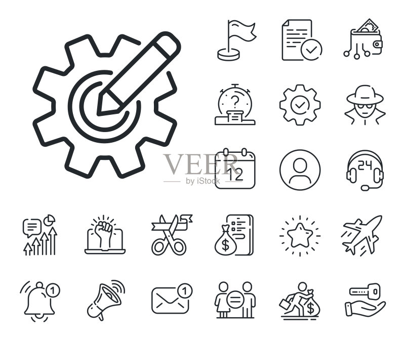 齿轮线性图标工程工具符号编辑图标素材