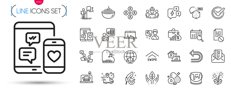 已确认薪资和家具线性图标合集矢量图图标素材