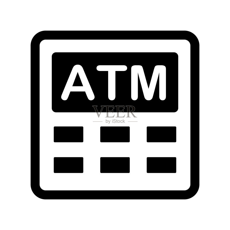 简单的ATM机图标:取款机矢量素材图标素材