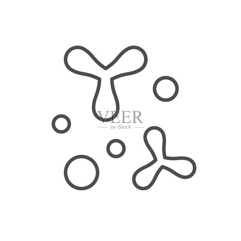 益生菌分子线性轮廓图标图标素材