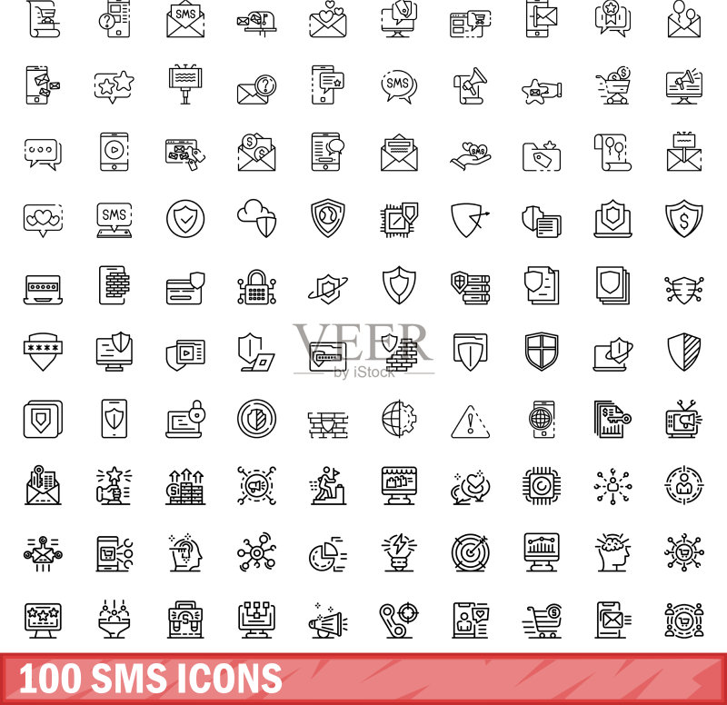 100个短信图标轮廓风格合集图标素材