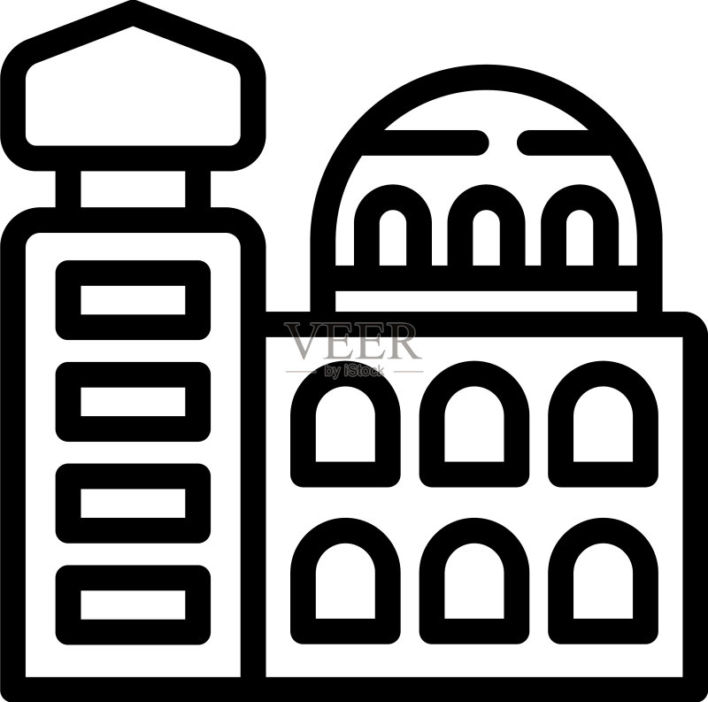 犹太建筑轮廓图标:以色列犹太经卷图标素材