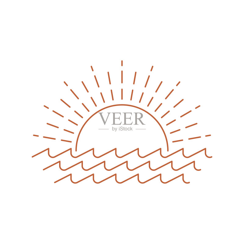 日落或日出波西米亚风logo,太阳与海洋图标图标素材