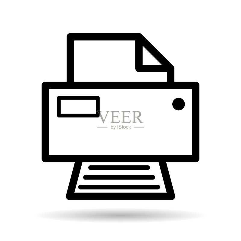 打印机文档Web阴影图标,打印机技术扁平标志矢量图图标素材