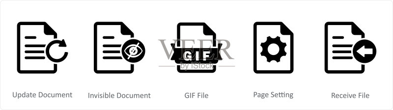 更新文档、隐藏文档、GIF文件文档图标集(共5个)图标素材
