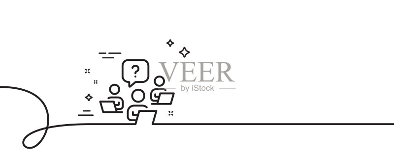 团队合作问题线性图标:寻求帮助标志图标素材