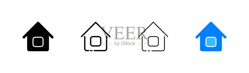 不同风格的彩色房屋图标矢量图图标素材