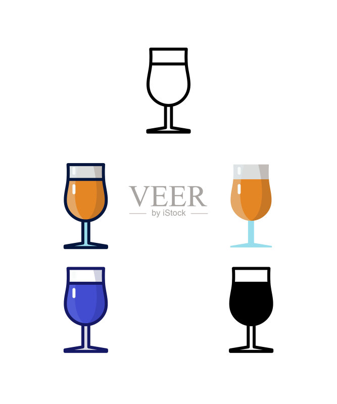 郁金香啤酒杯,自酿啤酒设备和原料图标矢量图图标素材