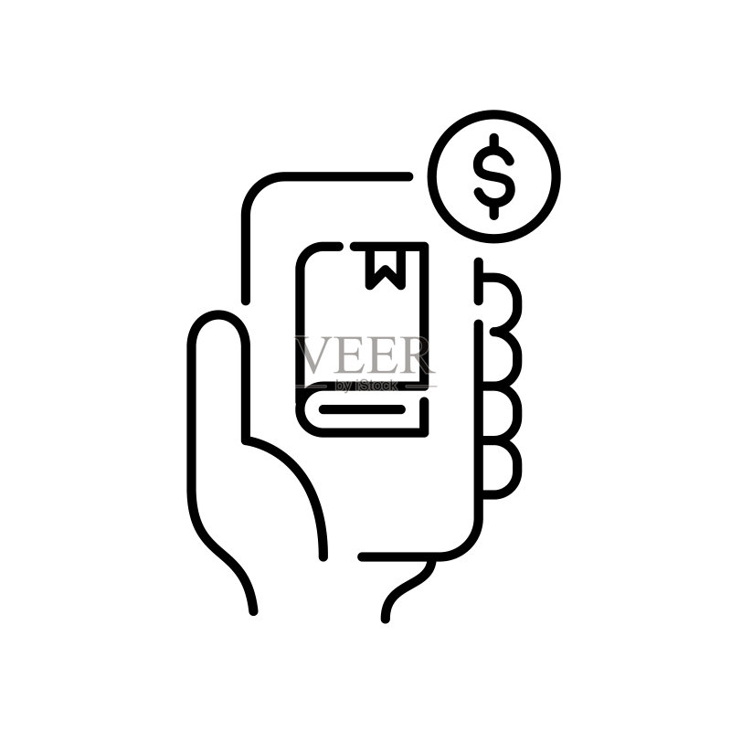 手持智能手机,显示电子书App,数字图书馆订阅会员图标图标素材
