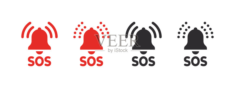 紧急求救图标。求救铃图标。帮助服务标志。矢量可缩放图形图标素材