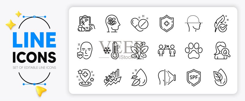 防紫外线面部扫描和SPF防护图标矢量素材图标素材