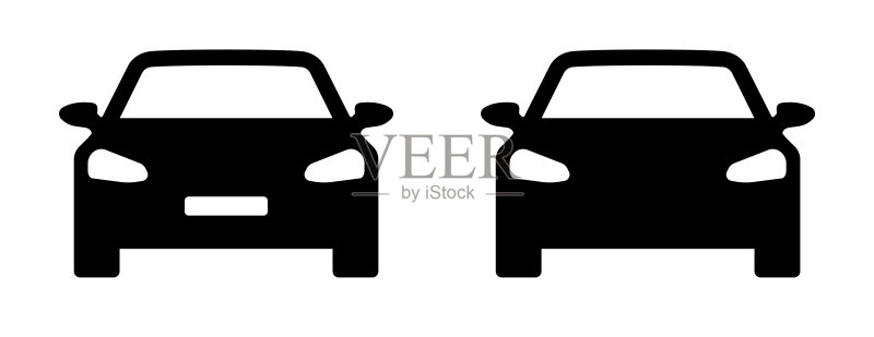 汽车图标正面图:轿车交通运输矢量图图标素材