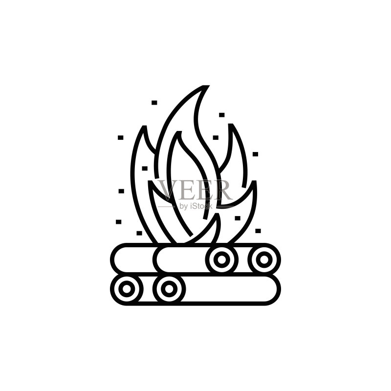 篝火线条图标图标素材