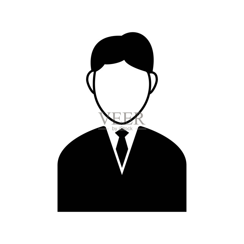 白色背景上的男人脸部图标。图标素材