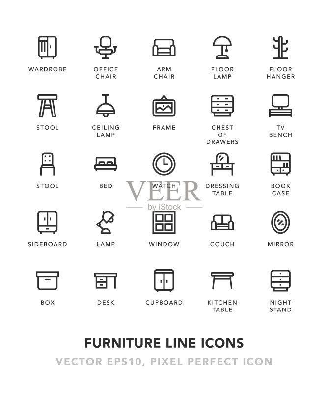 家具线性图标图标素材