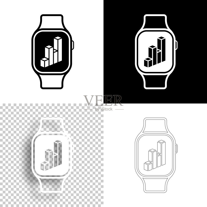 带有3D图表的智能手表图标设计图标素材