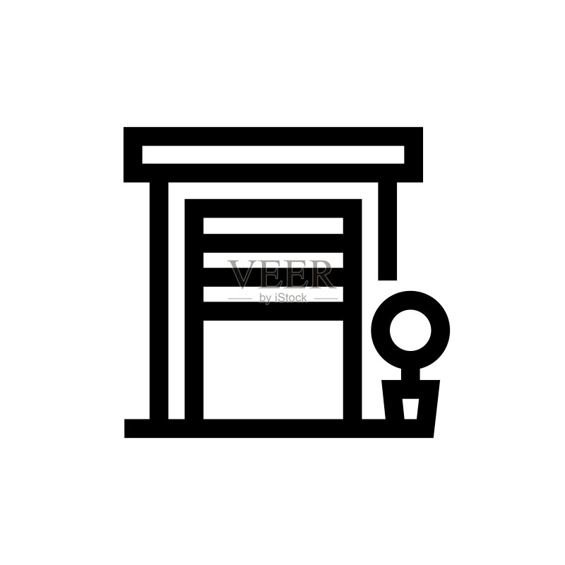 车库线条图标,设计,像素完美,可编辑笔触。标志,符号。图标素材