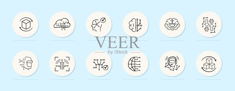 人工智能进步图标矢量商务线条图标图标素材