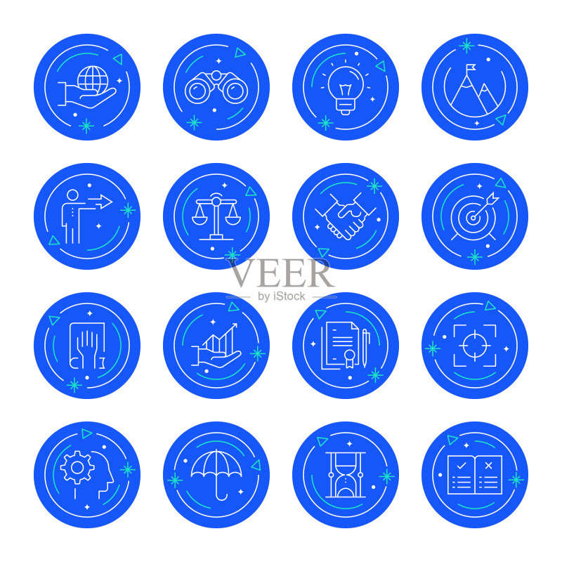 核心价值观相关线性图标集(可编辑描边,简单轮廓图标)图标素材