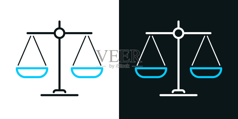 平衡。黑色或白色背景上的双色线条图标 - 可编辑笔触图标素材