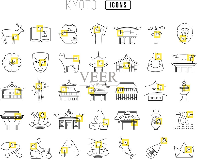 京都线性图标集图标素材