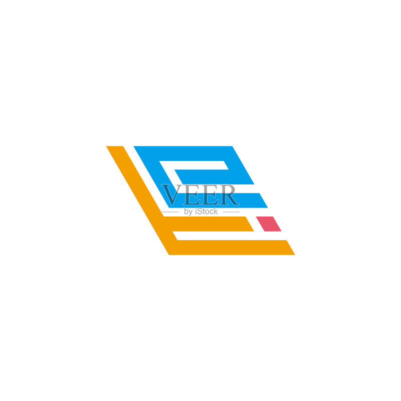字母TE彩色线条艺术几何Logo设计图标素材