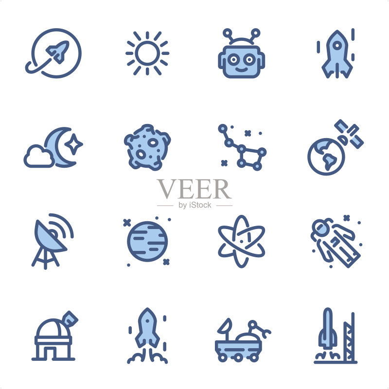 太空 - 完美像素蓝色线条图标图标素材