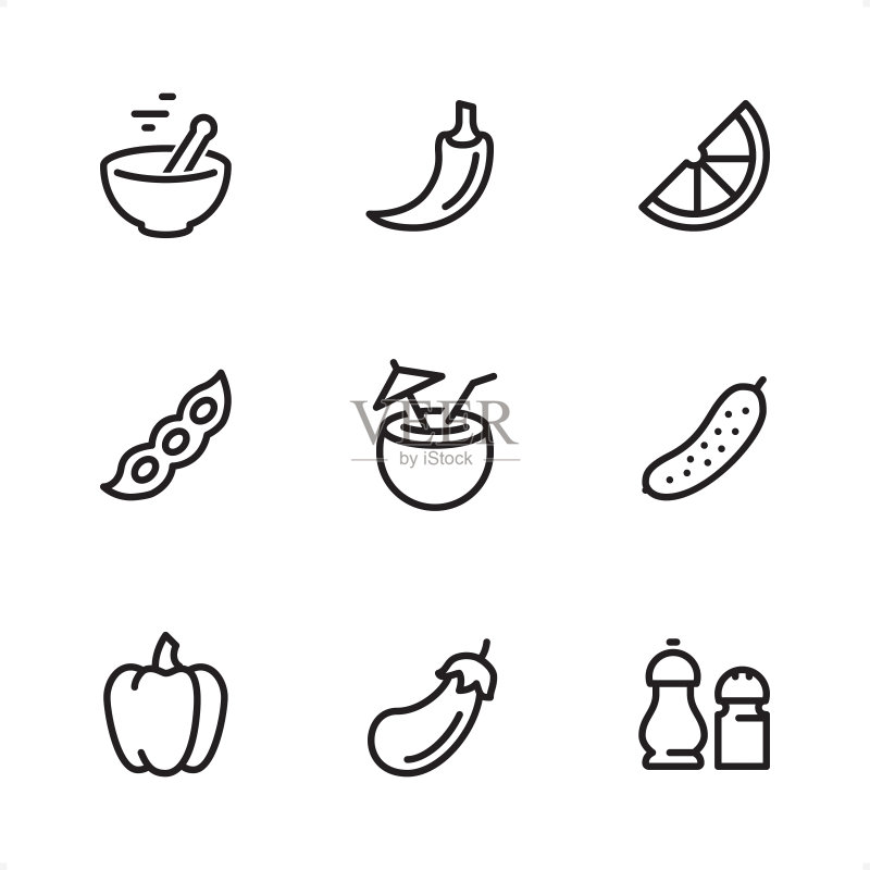 纯素食品单线条图标图标素材
