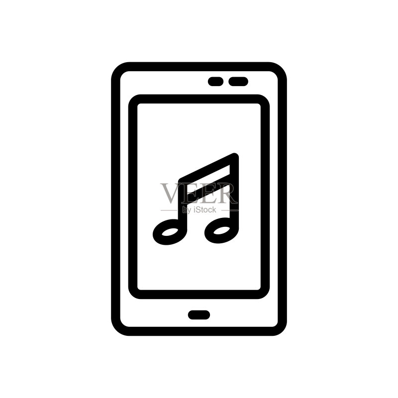 手机矢量音调音乐图标,线性设计,简单可编辑图标素材