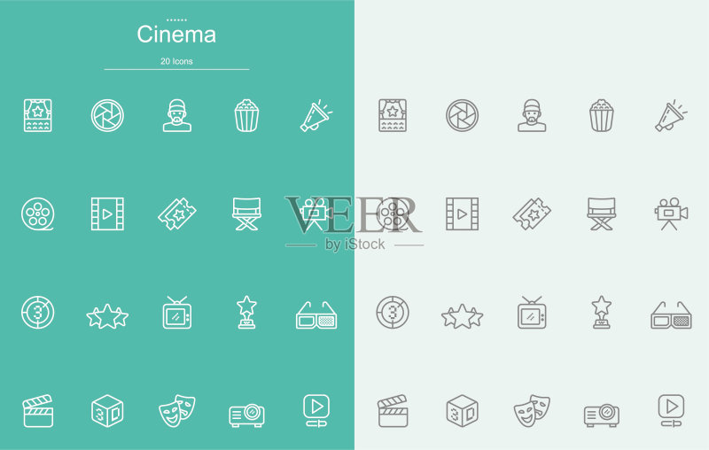 电影线性图标。图标素材
