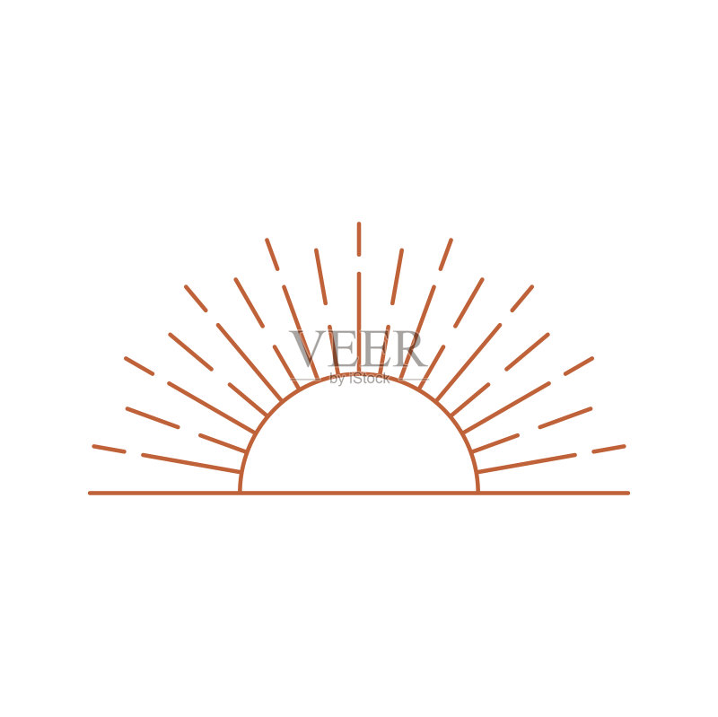 日落或日出波西米亚风Logo:阳光射线图标图标素材