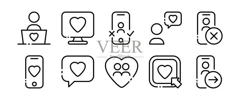 约会App线性图标图标素材