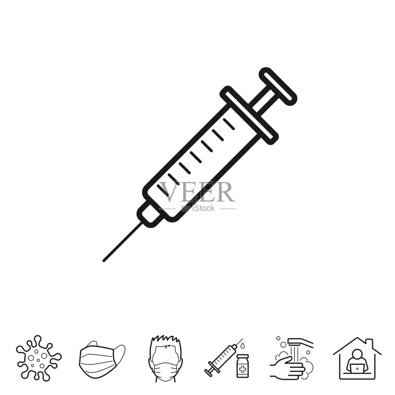 注射器线性图标(可编辑描边)图标素材