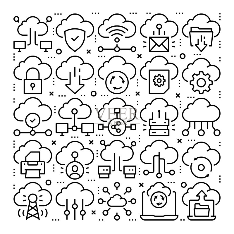 云服务器线条图标图案设计图标素材
